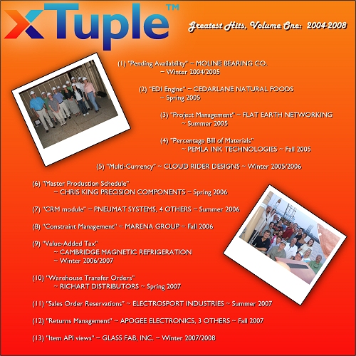 xTuple Greatest Hits Volume 1 back cover